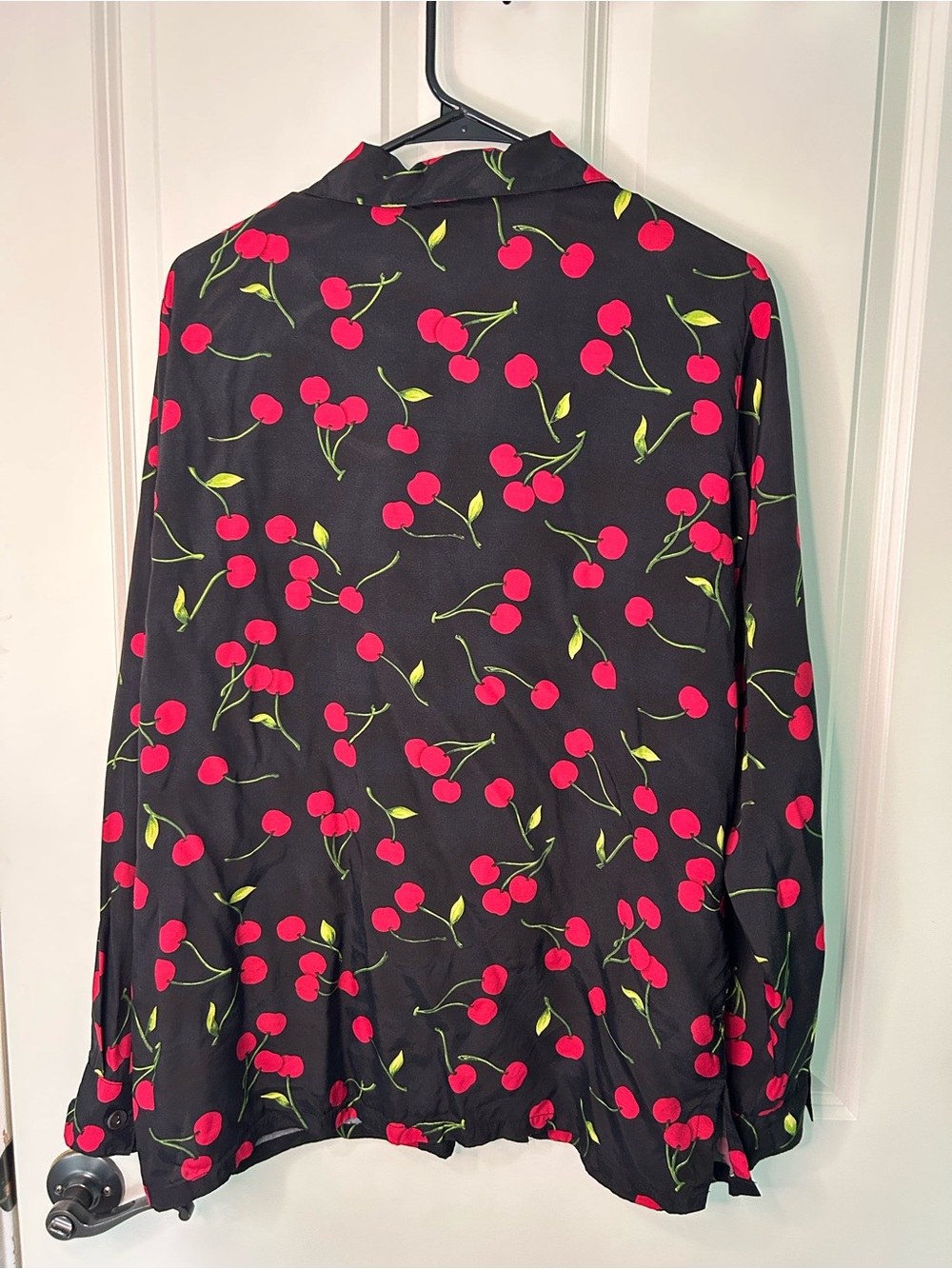 Vintage 80s cherry print top with rhinestones button up blouse - Picture 4 of 6